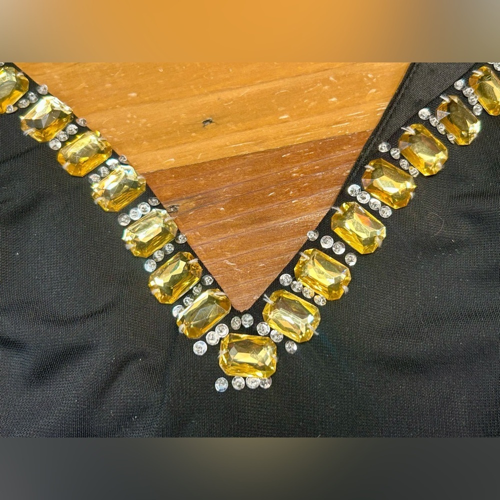 Basix Black Label Sexy Cocktail V-Neck Mini Dress w/Gold & Silver Rhinestones, 0 - Picture 14 of 16
